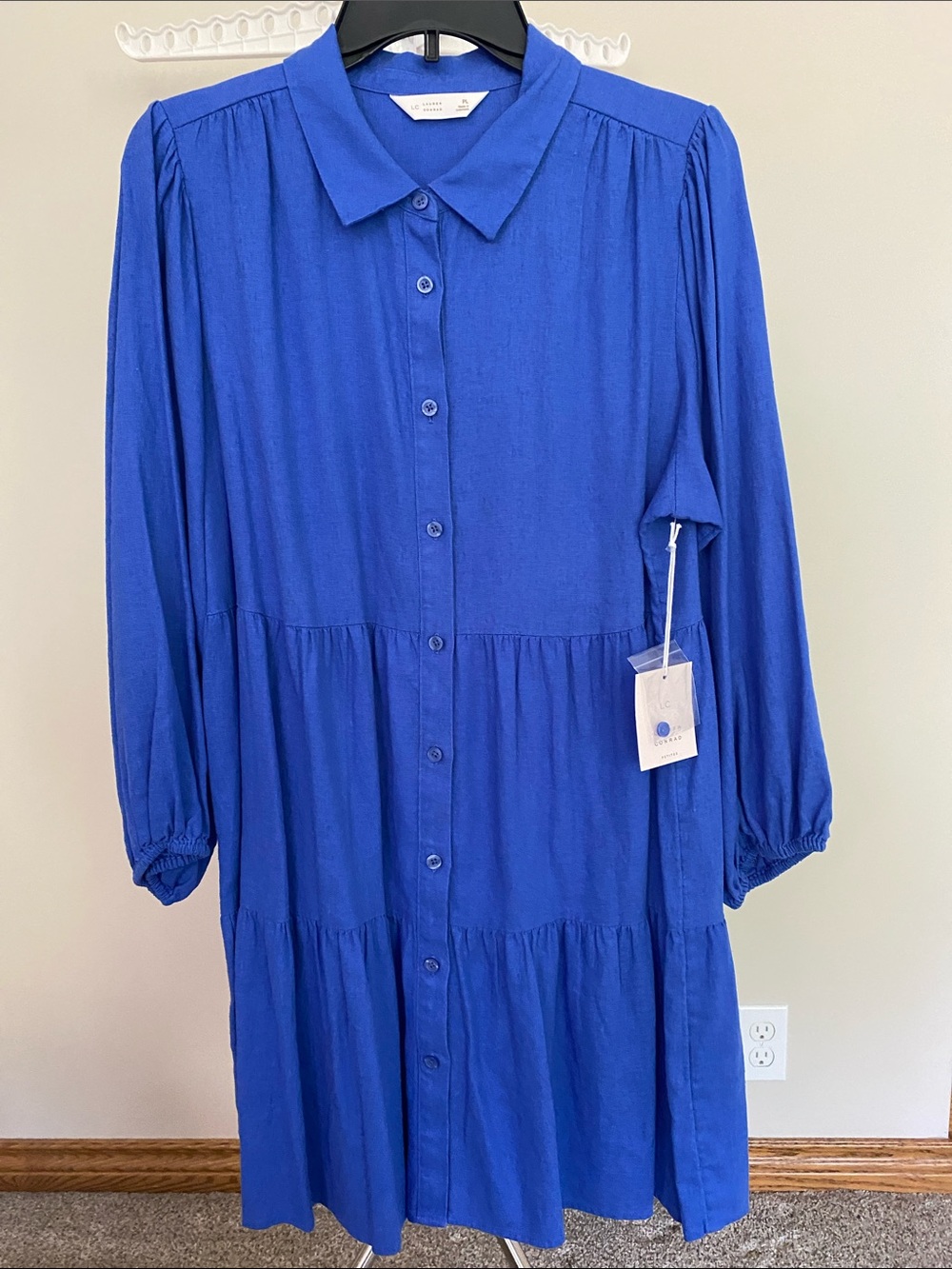 LC Lauren Conrad Royal Blue Button-Front Tiered Dress. Petite large.
